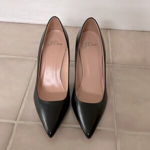 Jcrew black leather heels size 6.5